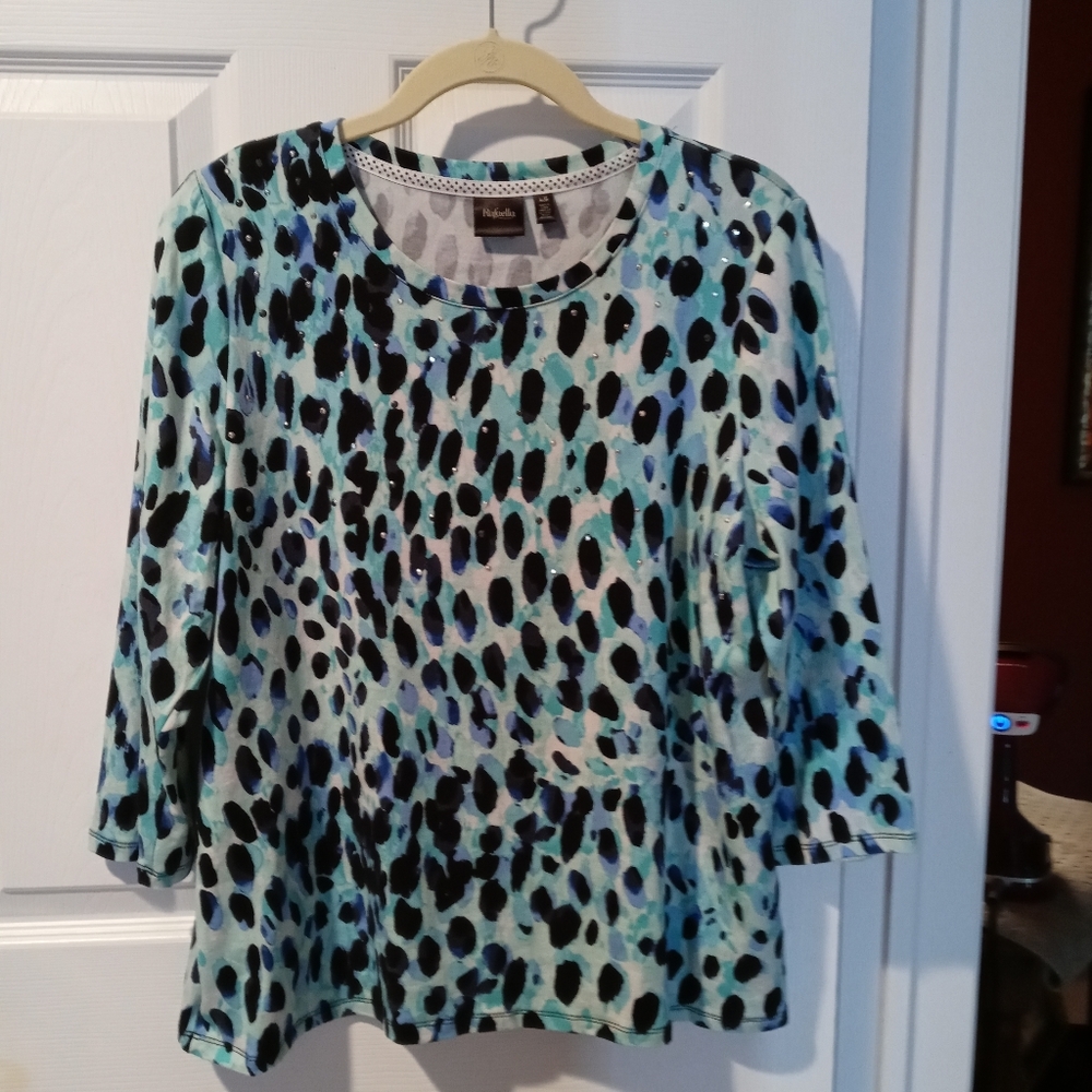 Animal Print Rhinestone Accent Top